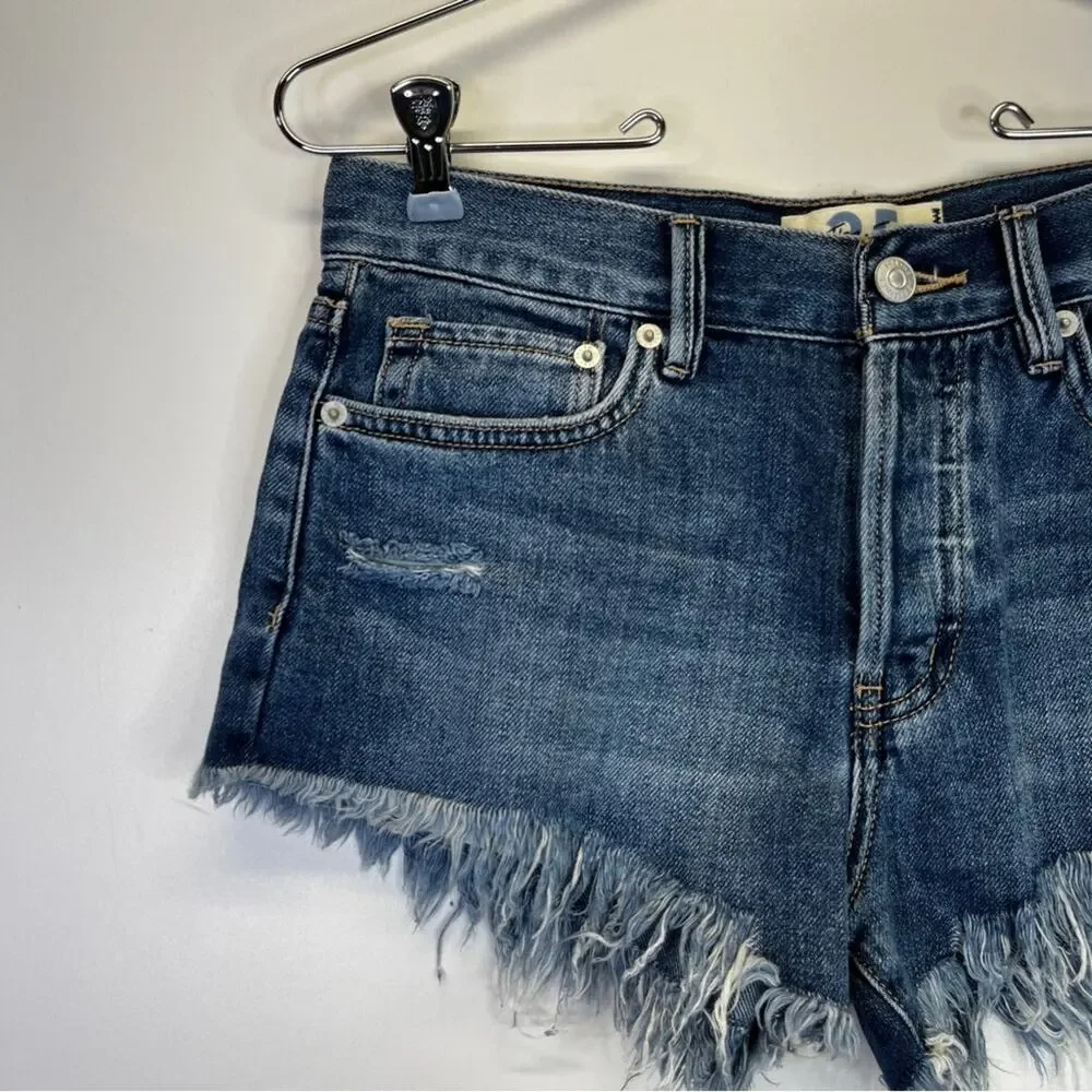 We The Free Loving Good Vibrations cut off jean shorts mid indigo - 25